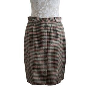 Vintage Plaid Button Front Skirt Size 10